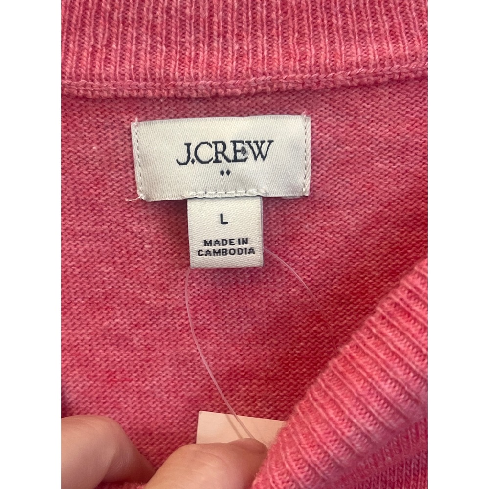 J.Crew Pink Raglan Crewneck Wool Blend Knit Sweater CL495 Mens Large NEW - Picture 2 of 5